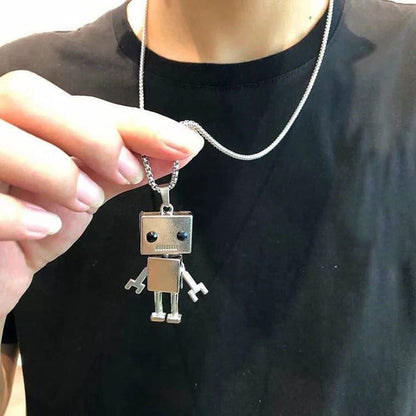 Tiny Robot Necklaces Movable Joint Stainless Steel Robot Pendant Retro Punk Necklace